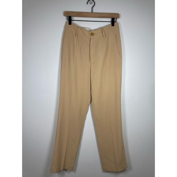 forte_ forte Italian Wool Blend Straight Leg Trouser Pants - Beige, US 0 - Picture 4 of 6